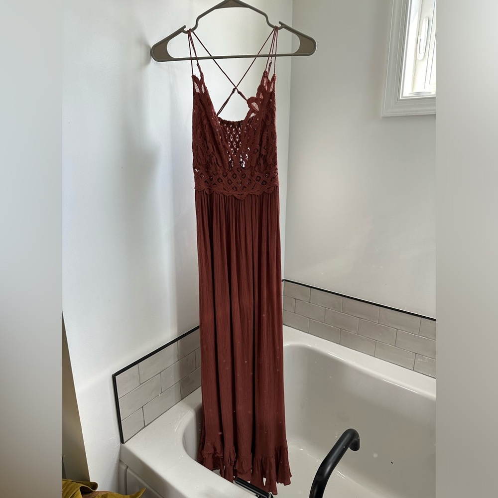 size medium rose colored Free People adella maxi dress